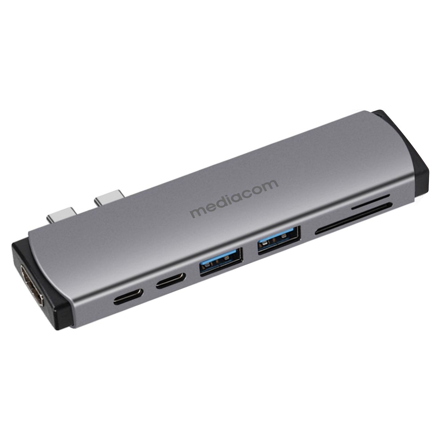 Immagine per Adattatore Mediacom Dual USB-C to HDMI con 2 USB  3.0,USB-c,card reader e Power delivery 100W da DIMOStore