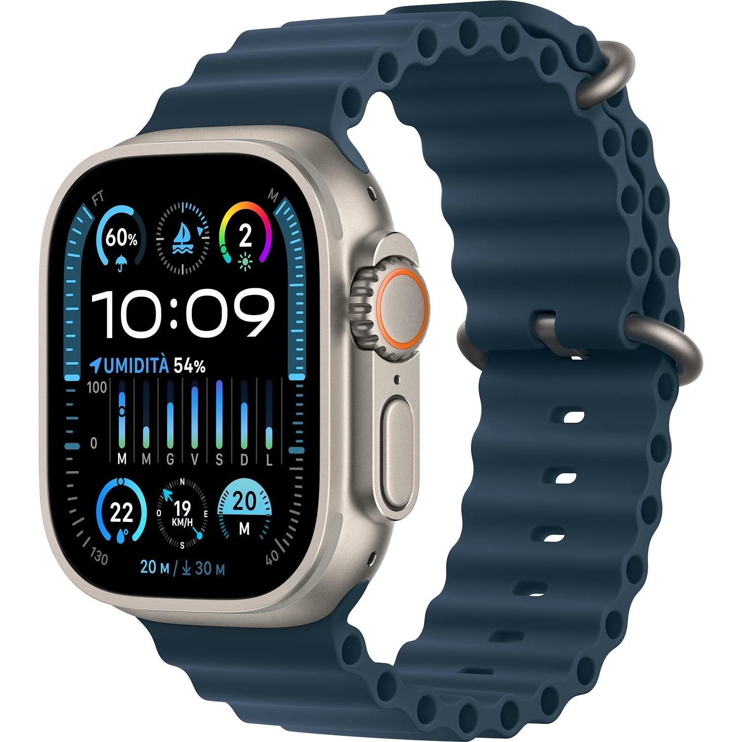 Immagine per Apple Watch Ultra 2 GPS + Cellular 49mm Titanio con cinturino Blue Ocean Band da DIMOStore