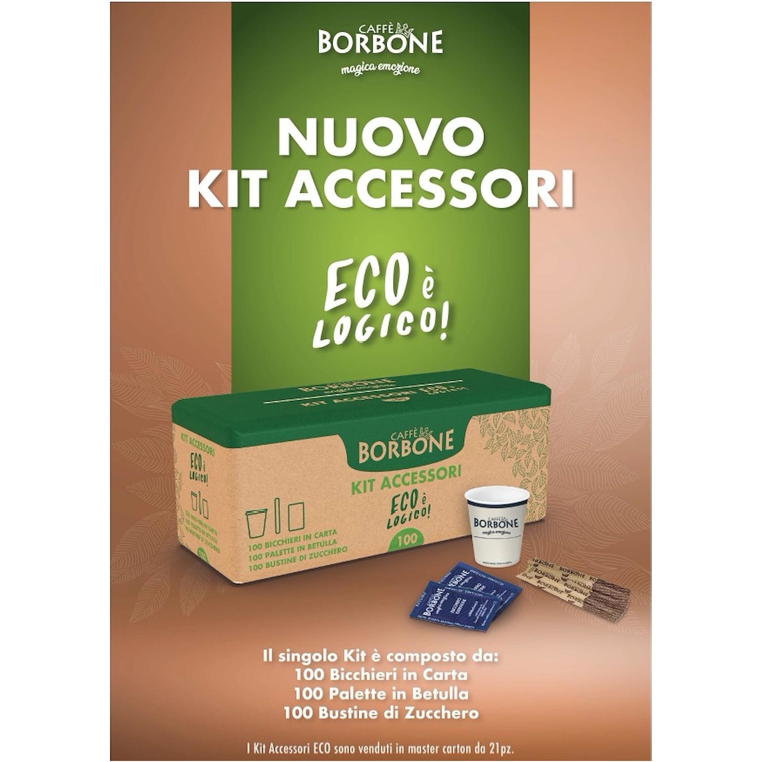 Immagine per Borbone Kit Accessori EcoLogico (100 bicchieri + 100 palette + 100 bustine zucchero) da DIMOStore