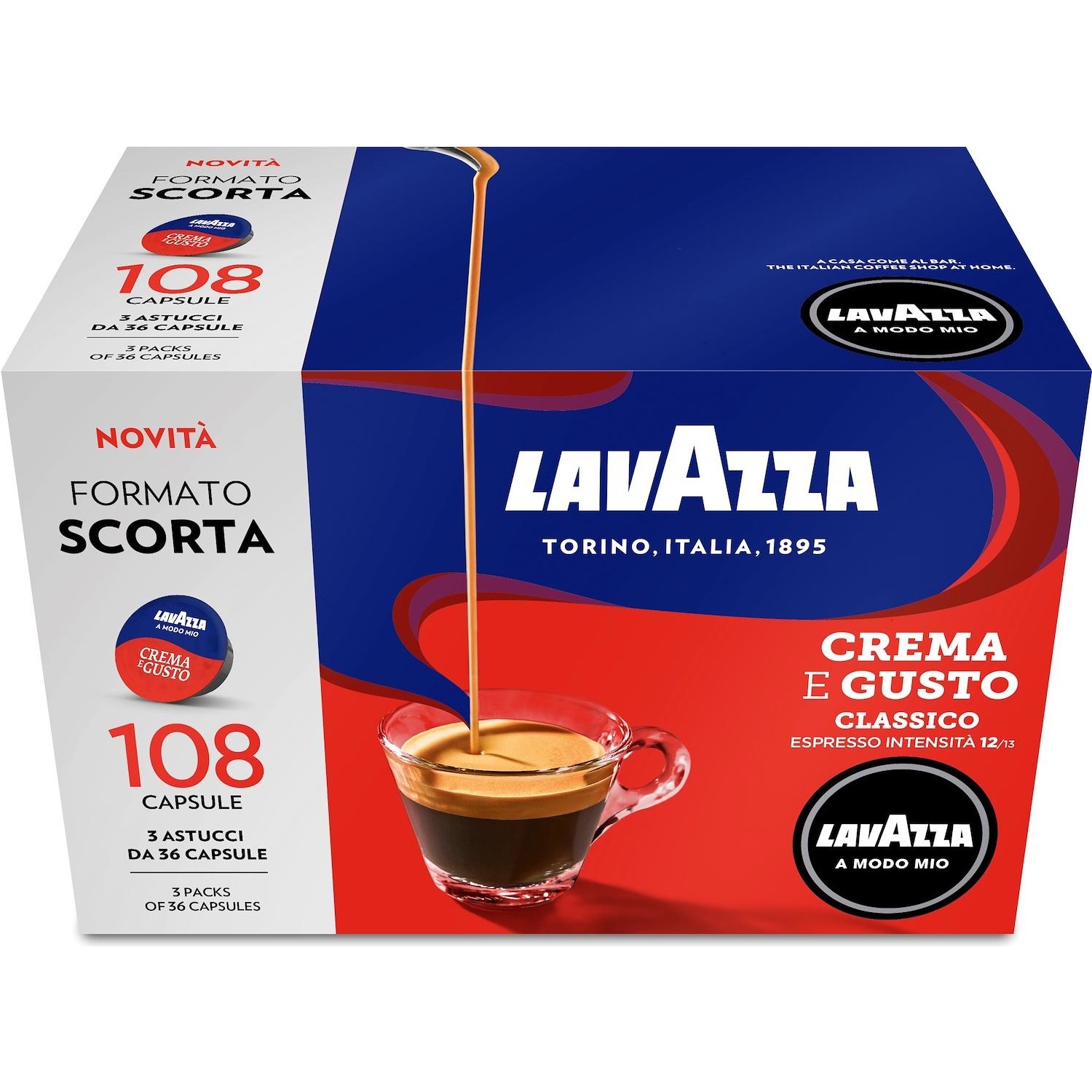 Capsule Caffe' Lavazza A Modo Mio Crema & Gusto 108 capsule - DIMOStore