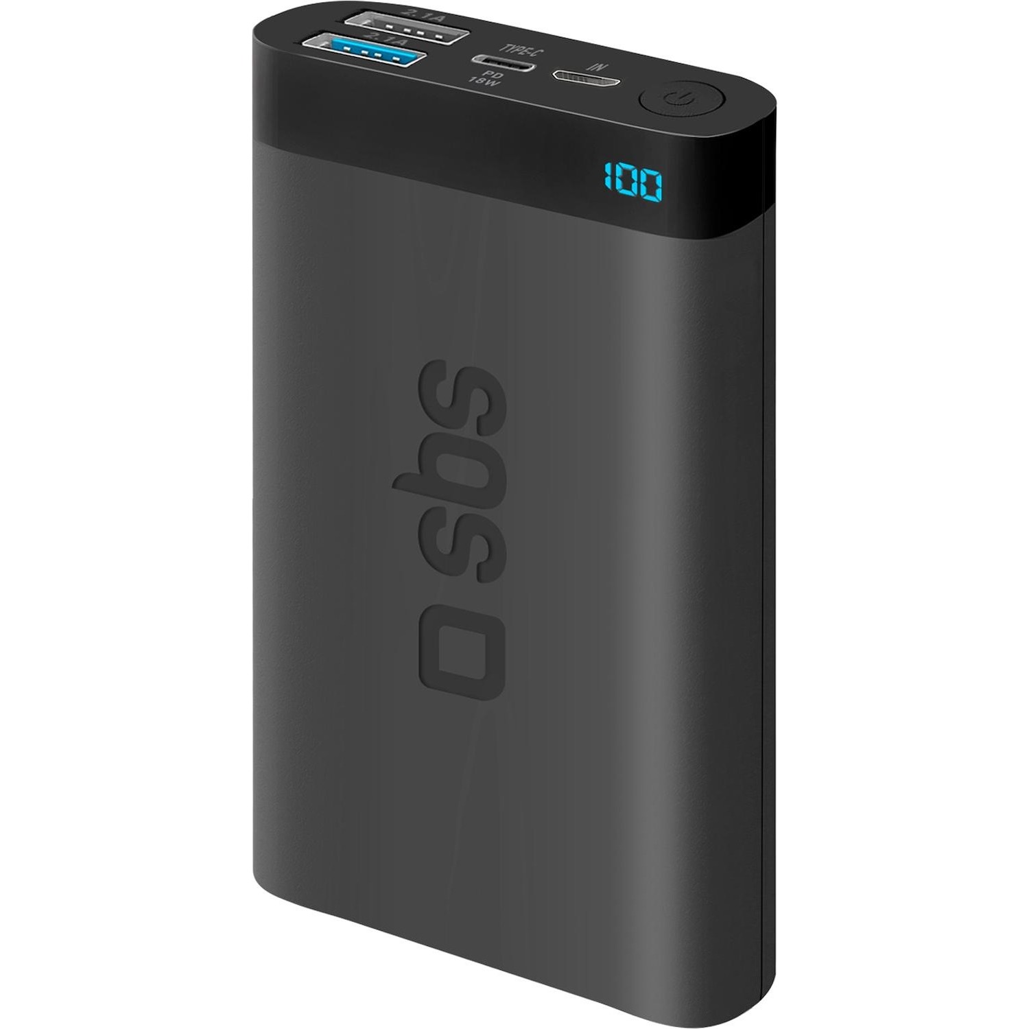 Caricabatterie portatile a ricarica rapida SBS serie pocket con display LED  e capacita'10000 mAh - DIMOStore