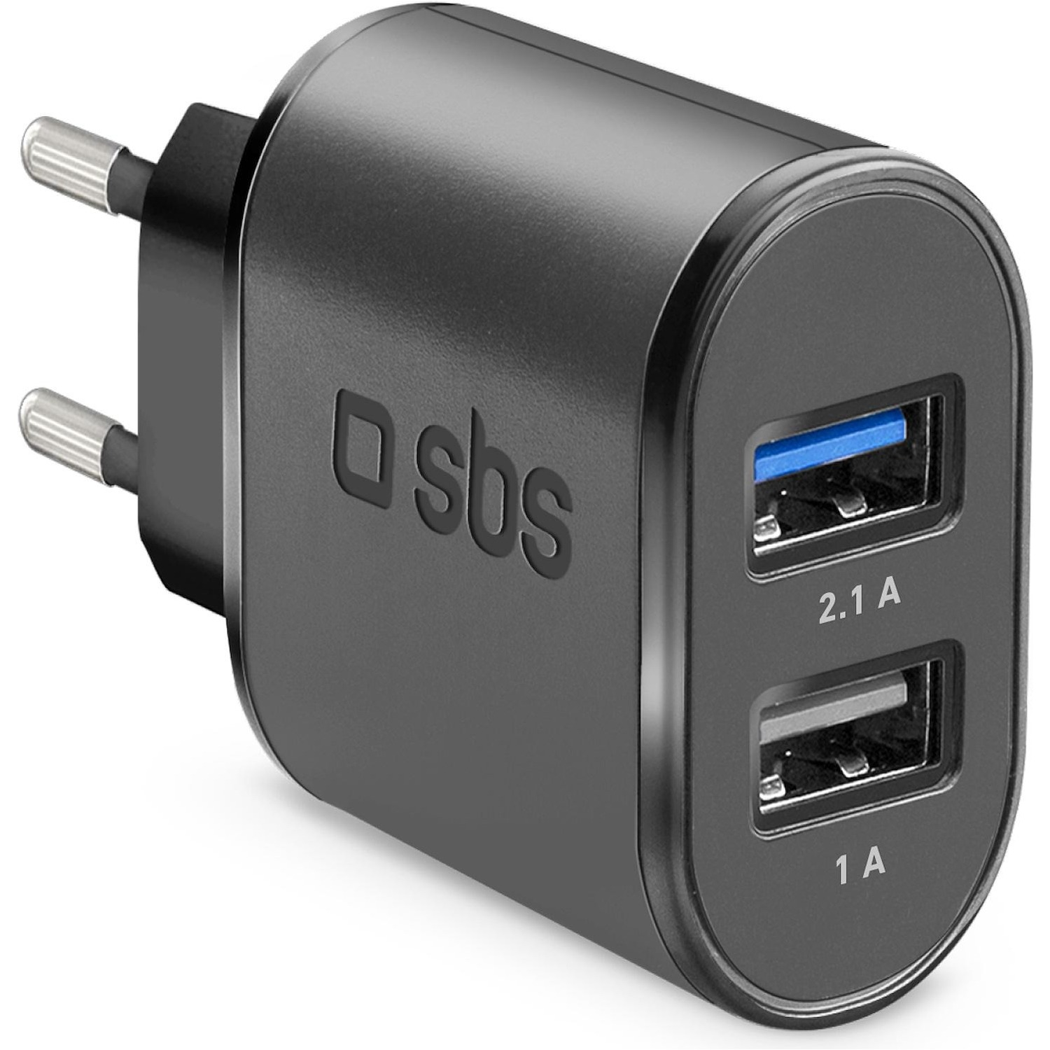 Immagine per Caricabatterie SBS da viaggio 100/250V 2100 mAh fast charge, 2 USB, colore nero da DIMOStore