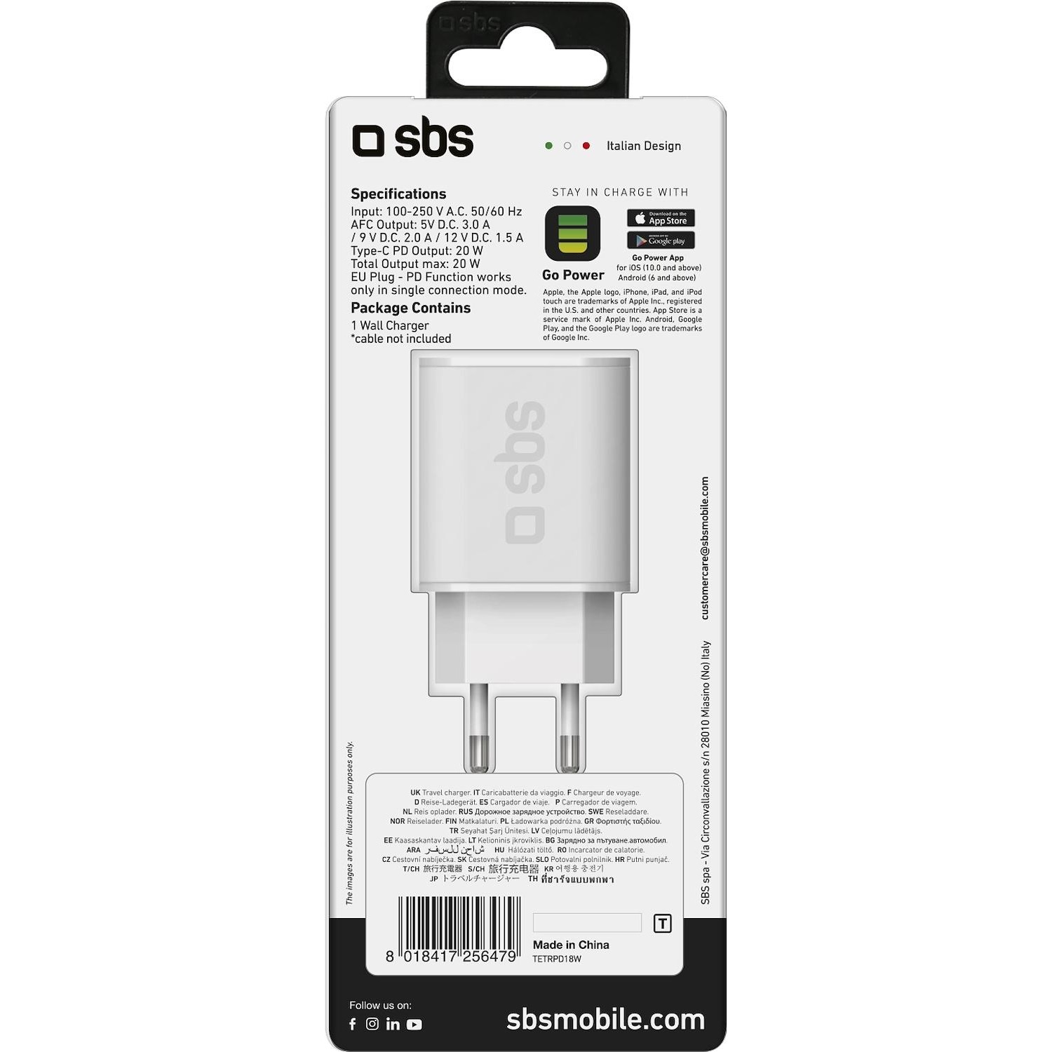 Immagine per Caricabatterie SBS Type-C 18 W + 1 USB 2.1 A - Alimentatore da rete da DIMOStore