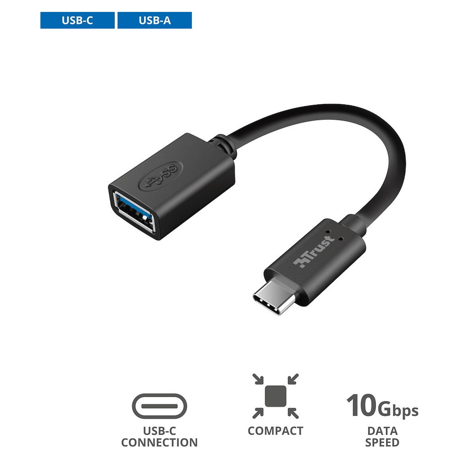 Immagine per Caricatore Trust USB-C (M) TO USB3.1 (F) da DIMOStore
