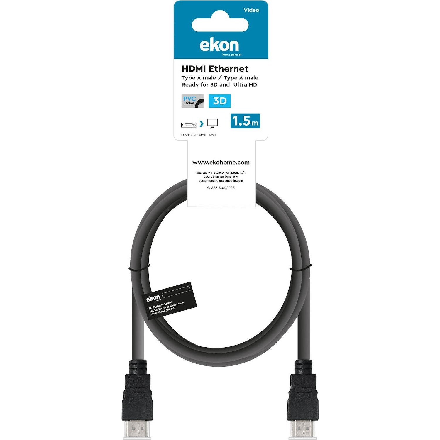 Immagine per Cavo HDMI v.1.4 Ekon alta velocità lunghezza cavo 1,5 metri, con Ethernet ideale per connessioni da DIMOStore