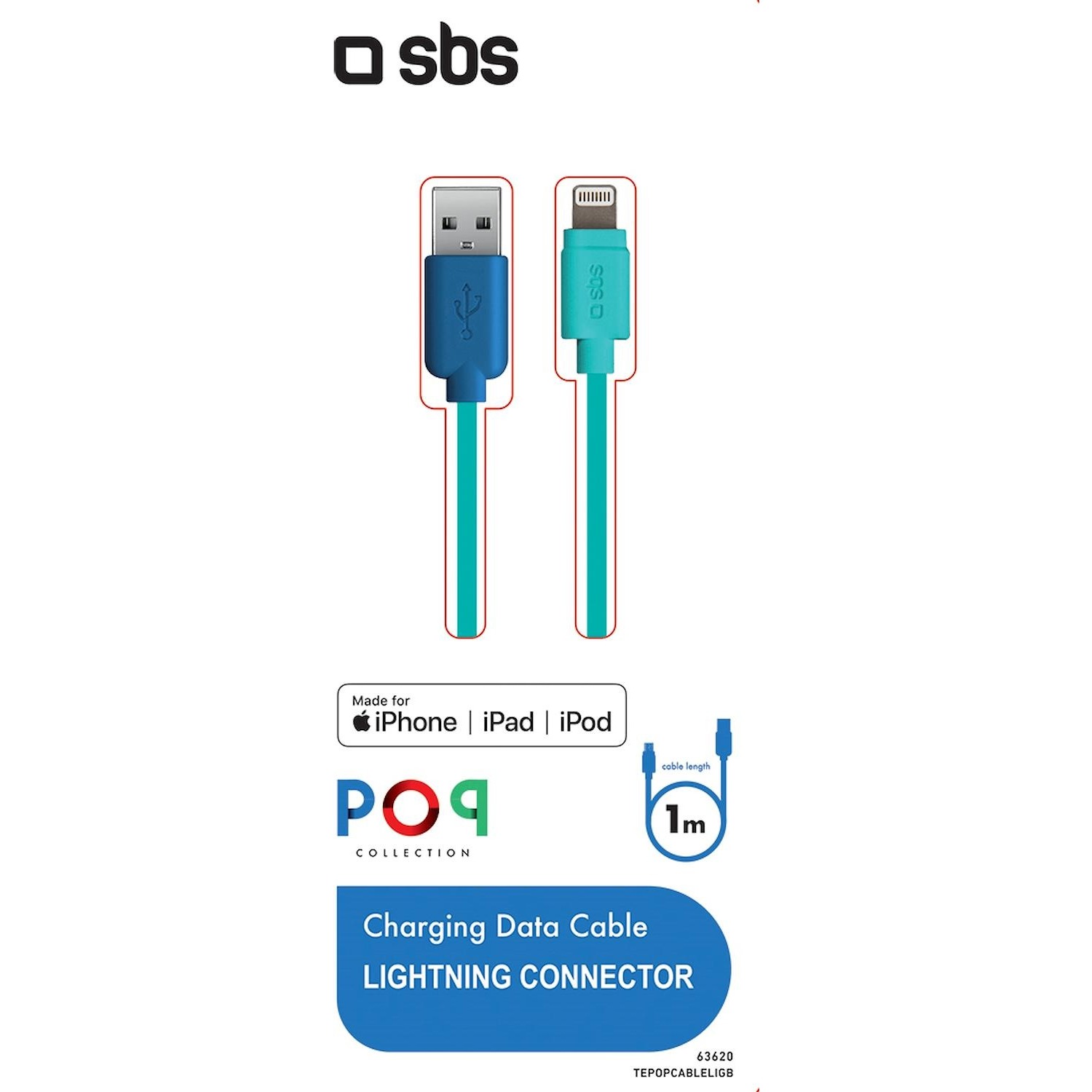 Immagine per Cavo SBS dati/energia lightning linea Pop USB 2.0 colore blu da DIMOStore