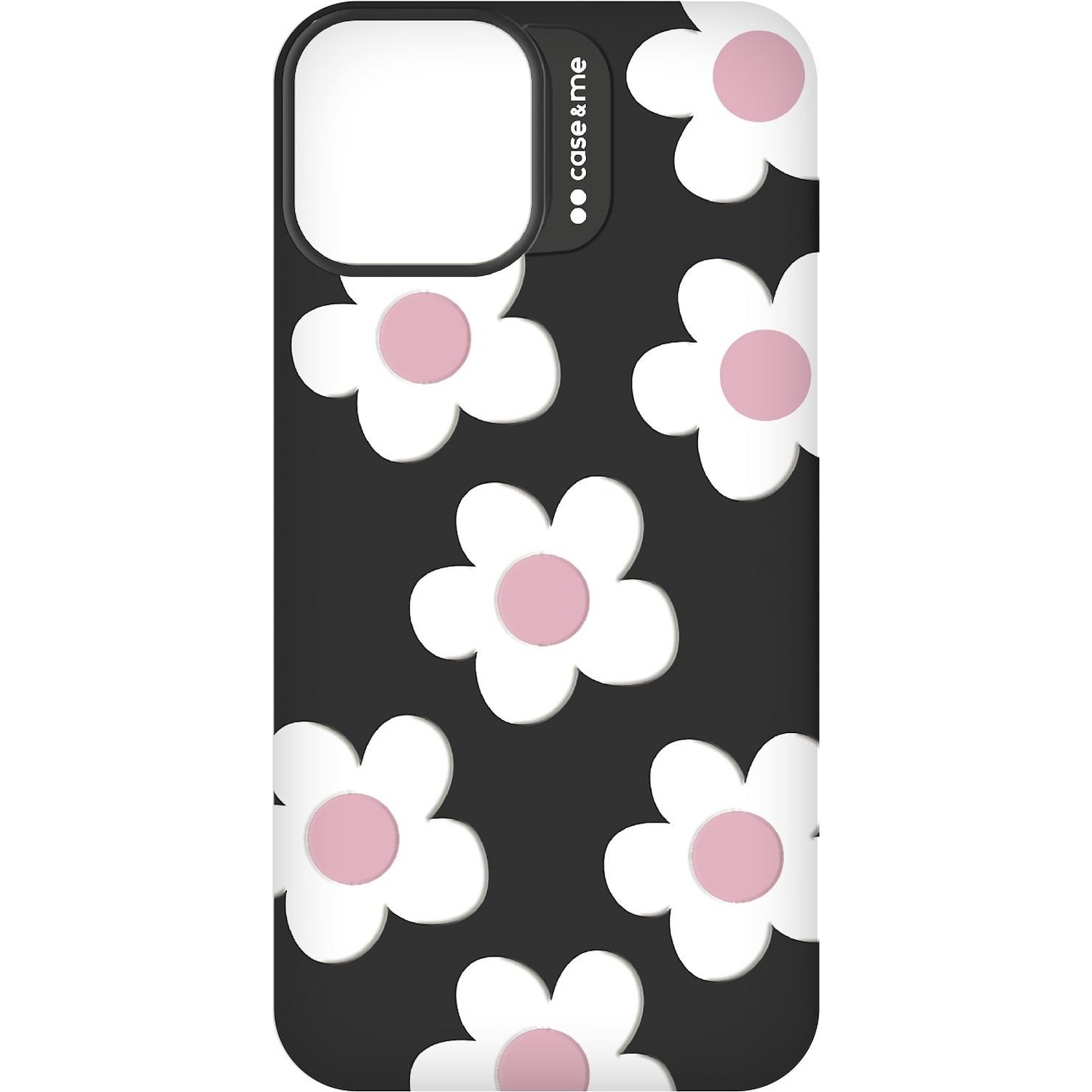 Immagine per Cover SBS in silicone con pattern 3D Jelly        Collection per iPhone 15 nero / fiori bianchi da DIMOStore