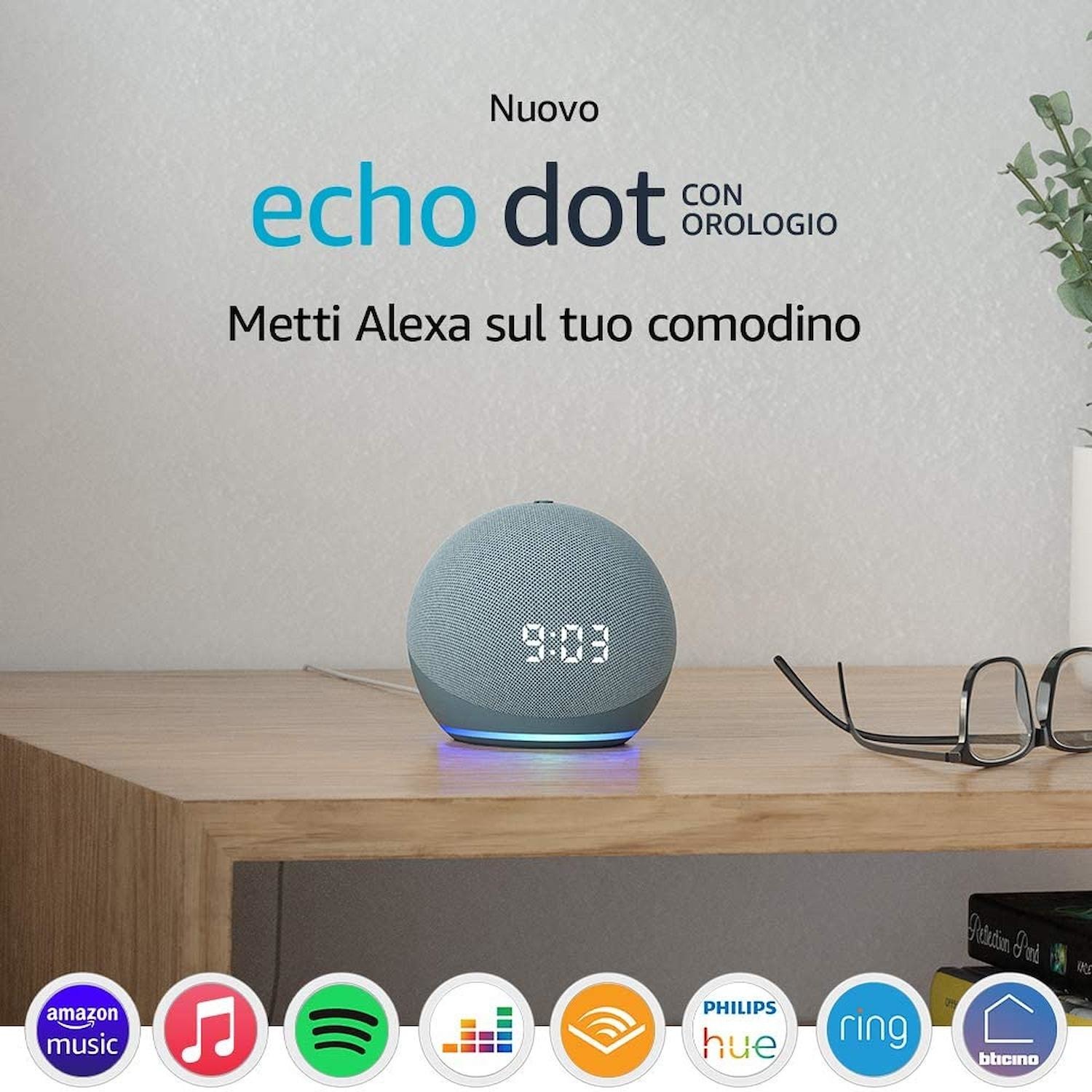 Immagine per Diffusore Amazon Echo Dot 4 generazione con orolo gio blu da DIMOStore