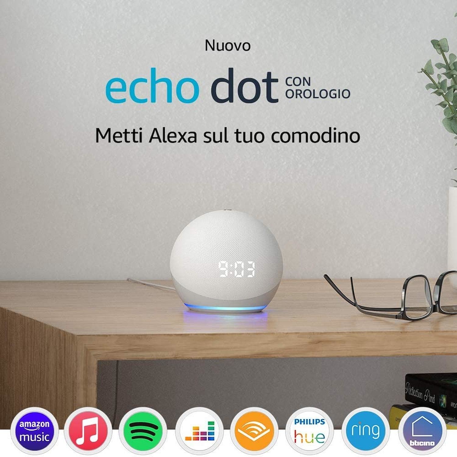 Immagine per Diffusore Amazon Echo Dot 4° generazione con orologio white bianco da DIMOStore