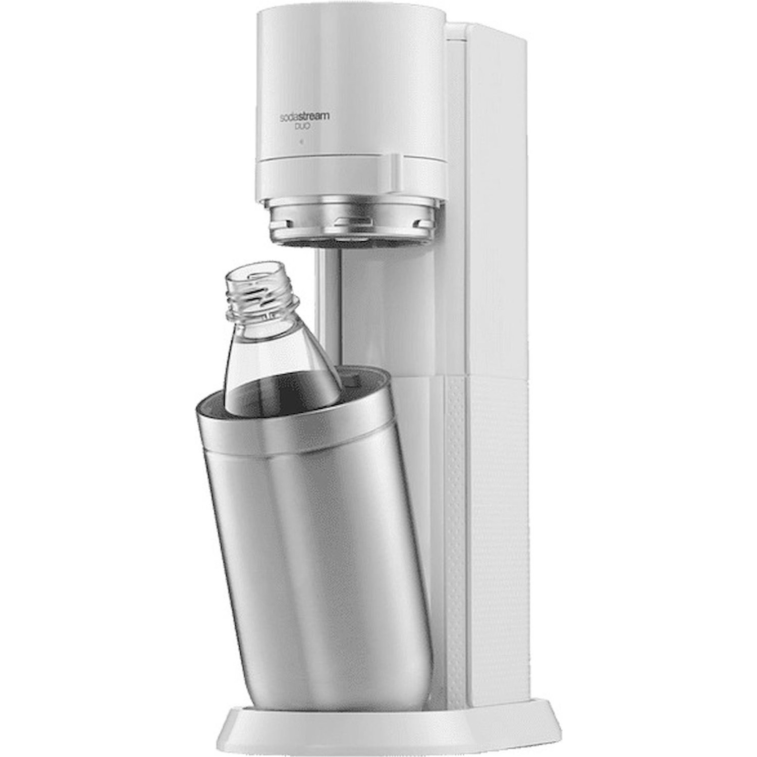 SodaStream E-Duo, spruzzatore elettrico con cilindro CO2, bottiglia di  vetro e 2 bottiglie di plastica lavabili in lavastoviglie, altezza: 44 cm,  colore: titanio : : Casa e cucina