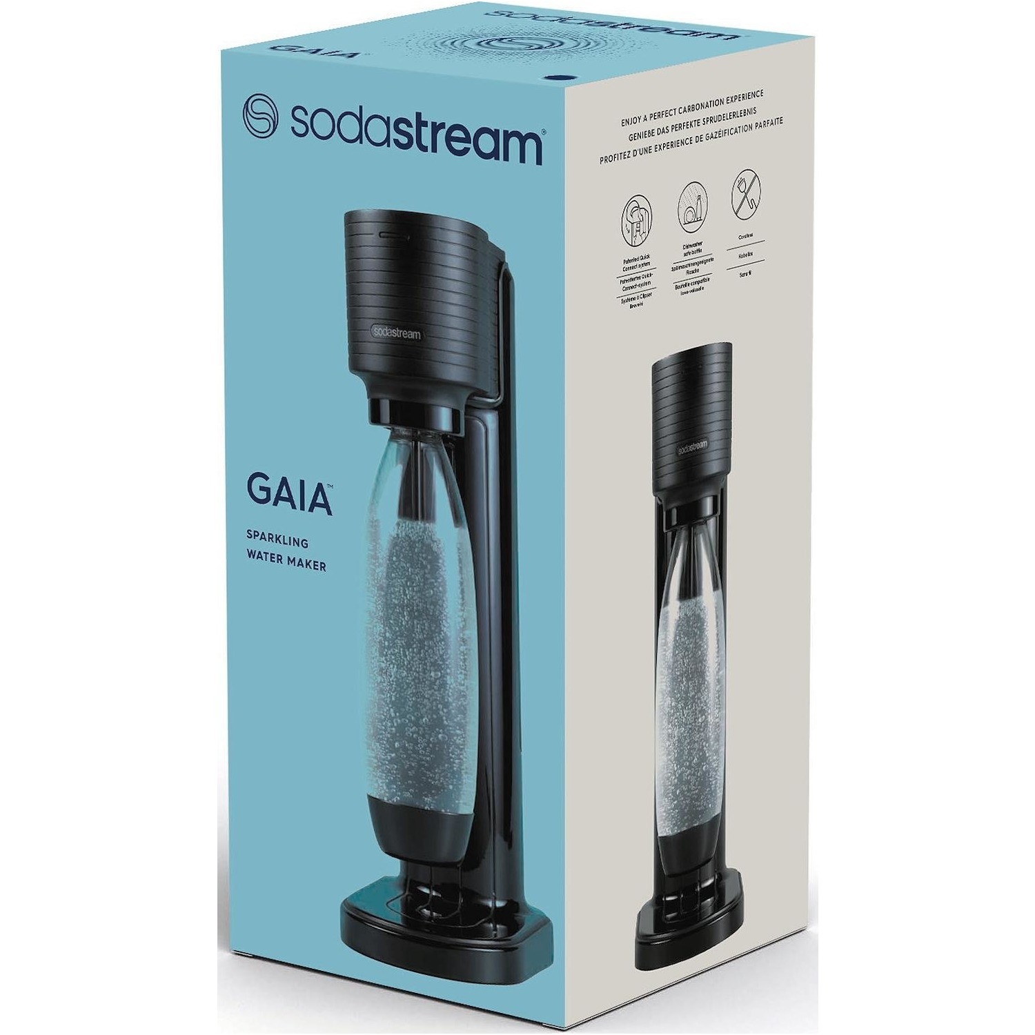 Immagine per Gasatore acqua Sodastream Gaia Black nero incluso una bottiglia da 1Lt lavabile in lavastoviglie ed da DIMOStore