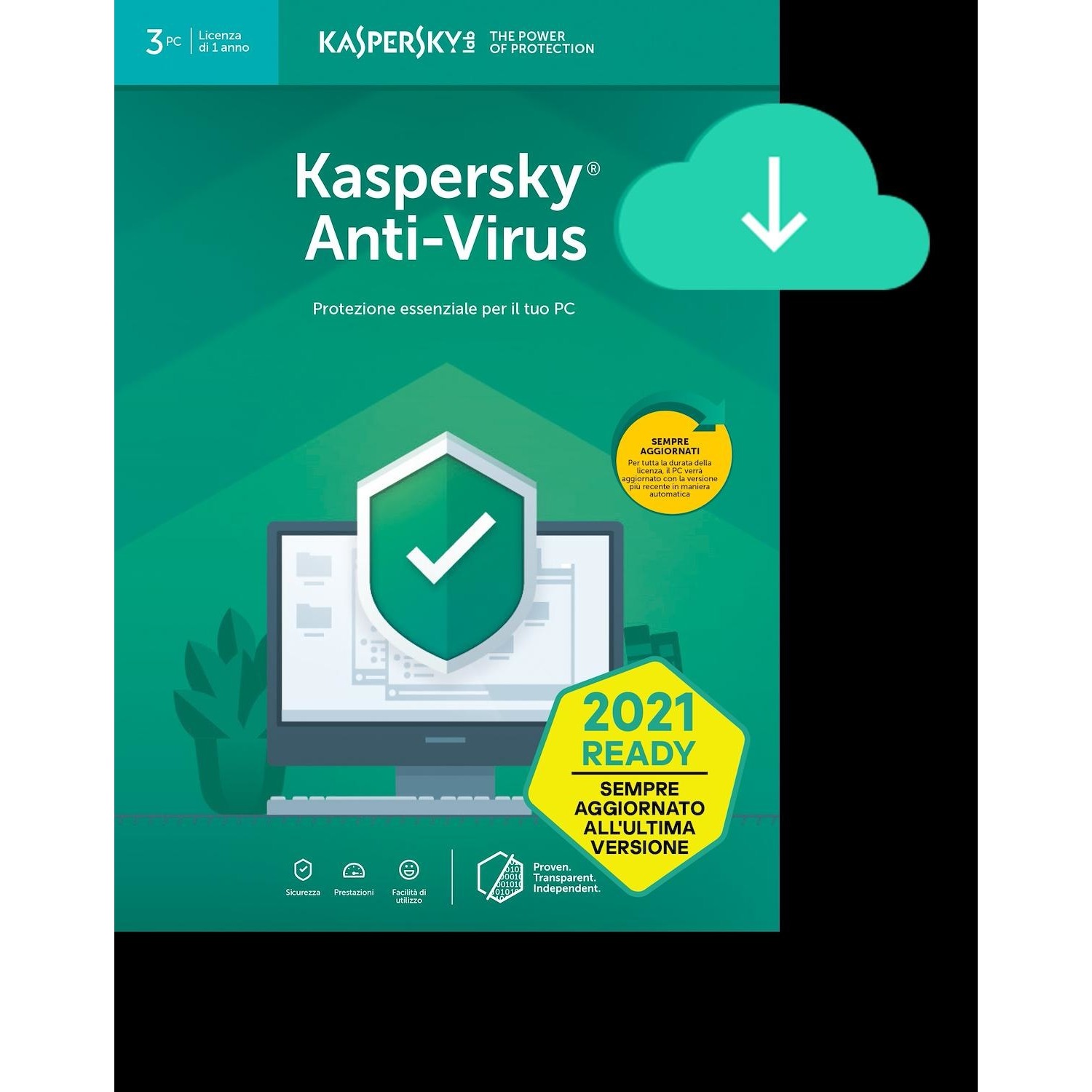 Immagine per Kaspersky Anti-Virus 2021,3 PC Licenza di 1       anno,PC Windows CARD Download version da DIMOStore