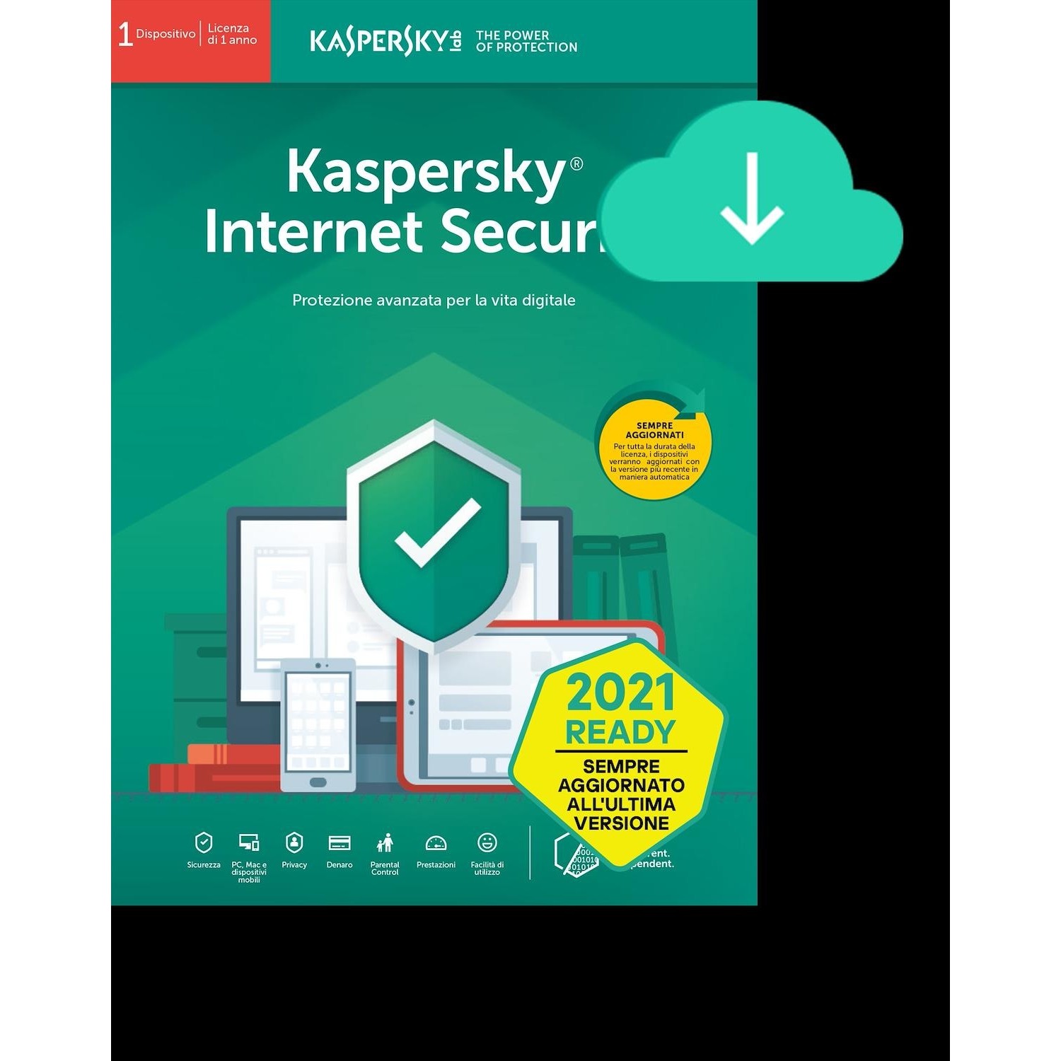 Immagine per Kaspersky Internet Security 2021, 1 Dispositivo   Licenza di 1 anno, PC, Mac, Android da DIMOStore