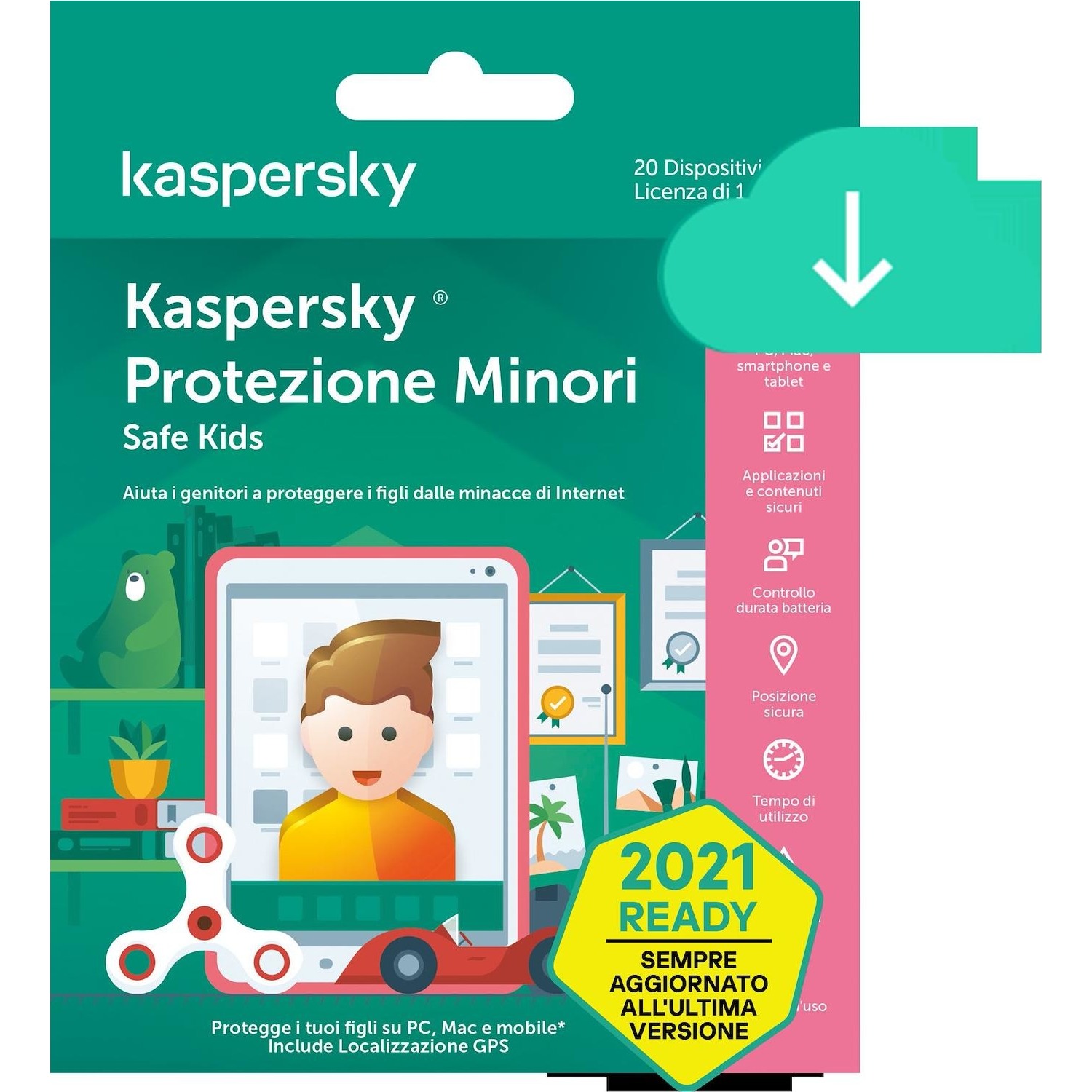 Immagine per Kaspersky Safe Kids Protezione Minori 2021,       Licenza di 1 anno, PC, Mac, Android, iOS da DIMOStore