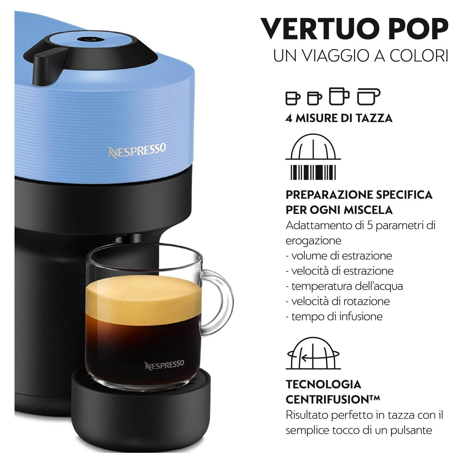 Macchina caffe' Nespresso De'Longhi Vertuo Pop ENV90.A light blue