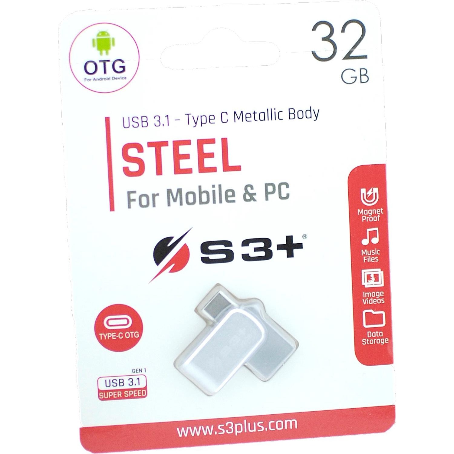 Immagine per Memoria USB S3+ 32GB USB-C/USB3 OTG combo steel da DIMOStore