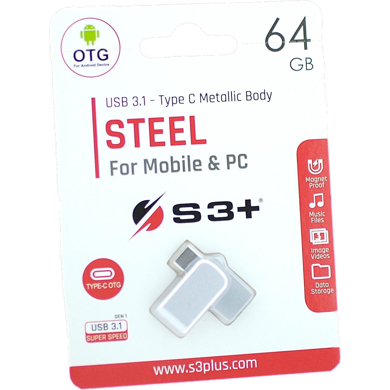 Immagine per Memoria USB S3+ 64GB USB-C/USB3 OTG combo steel da DIMOStore