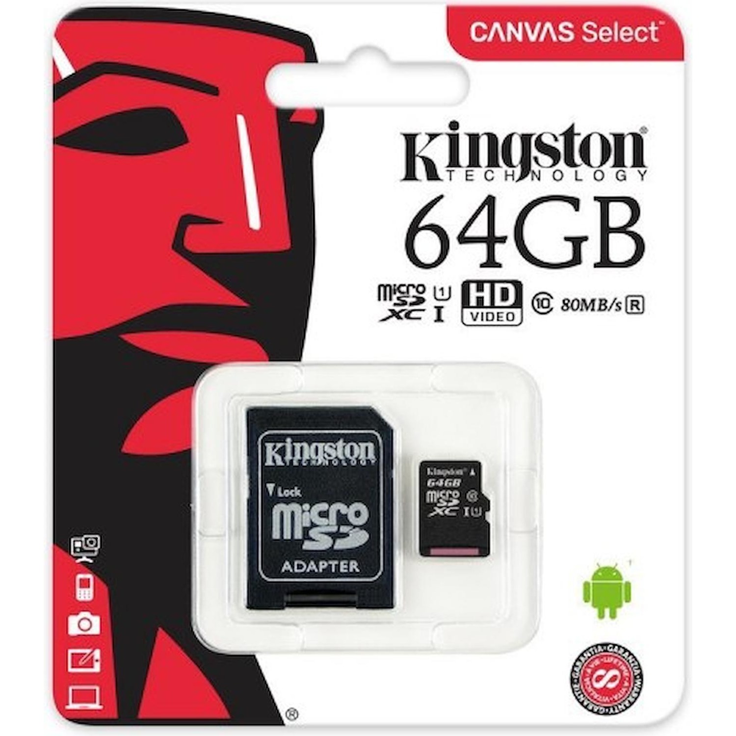 Immagine per MicroSD Kingston 64GB con adattatore xc da DIMOStore