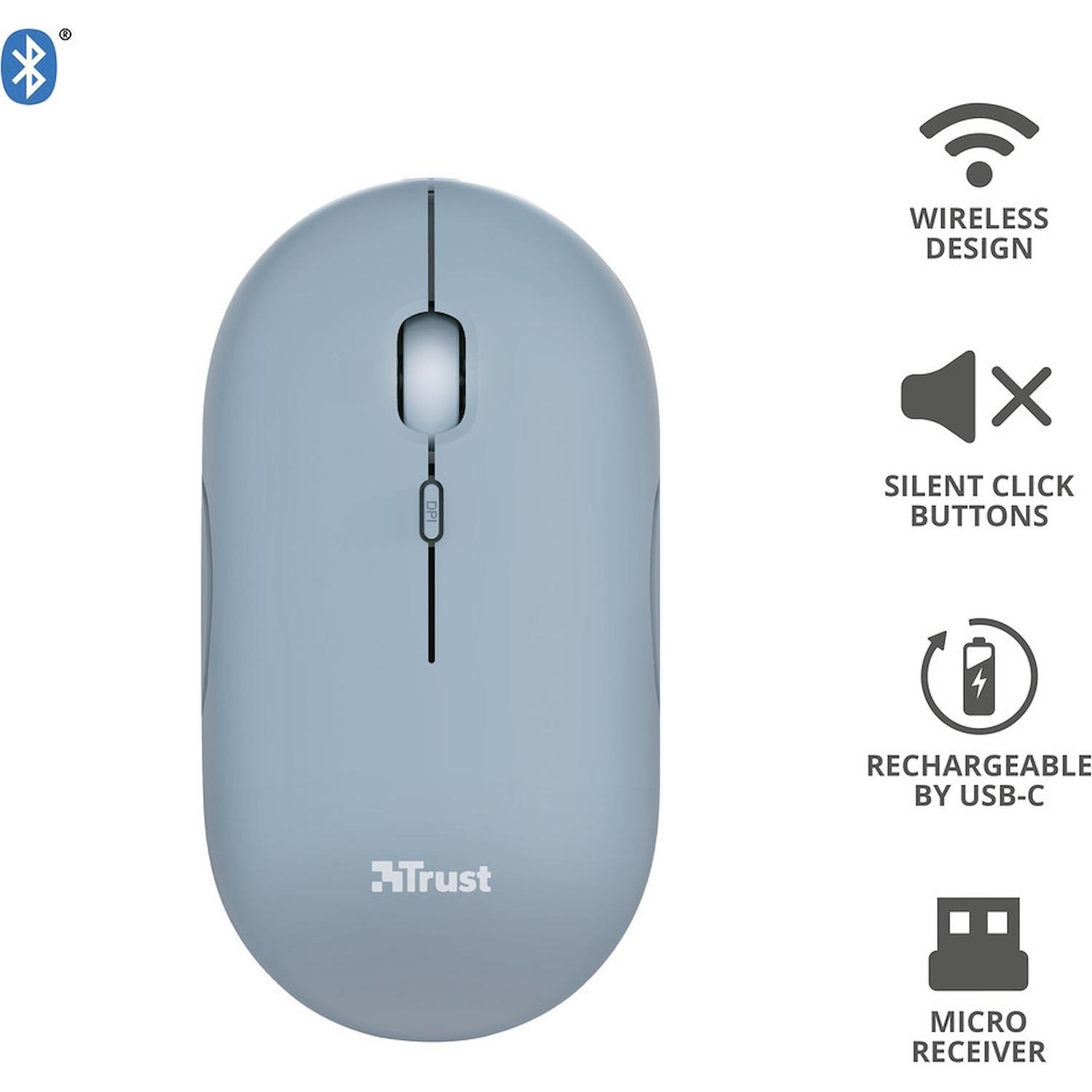 Immagine per Mouse Trust PUCK piatto wireless azzurro da DIMOStore