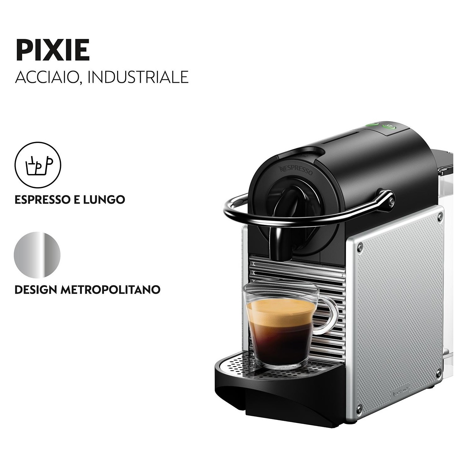 NESPRESSO De'Longhi Pixie Electric Silver EN124.S - Coffee Pod
