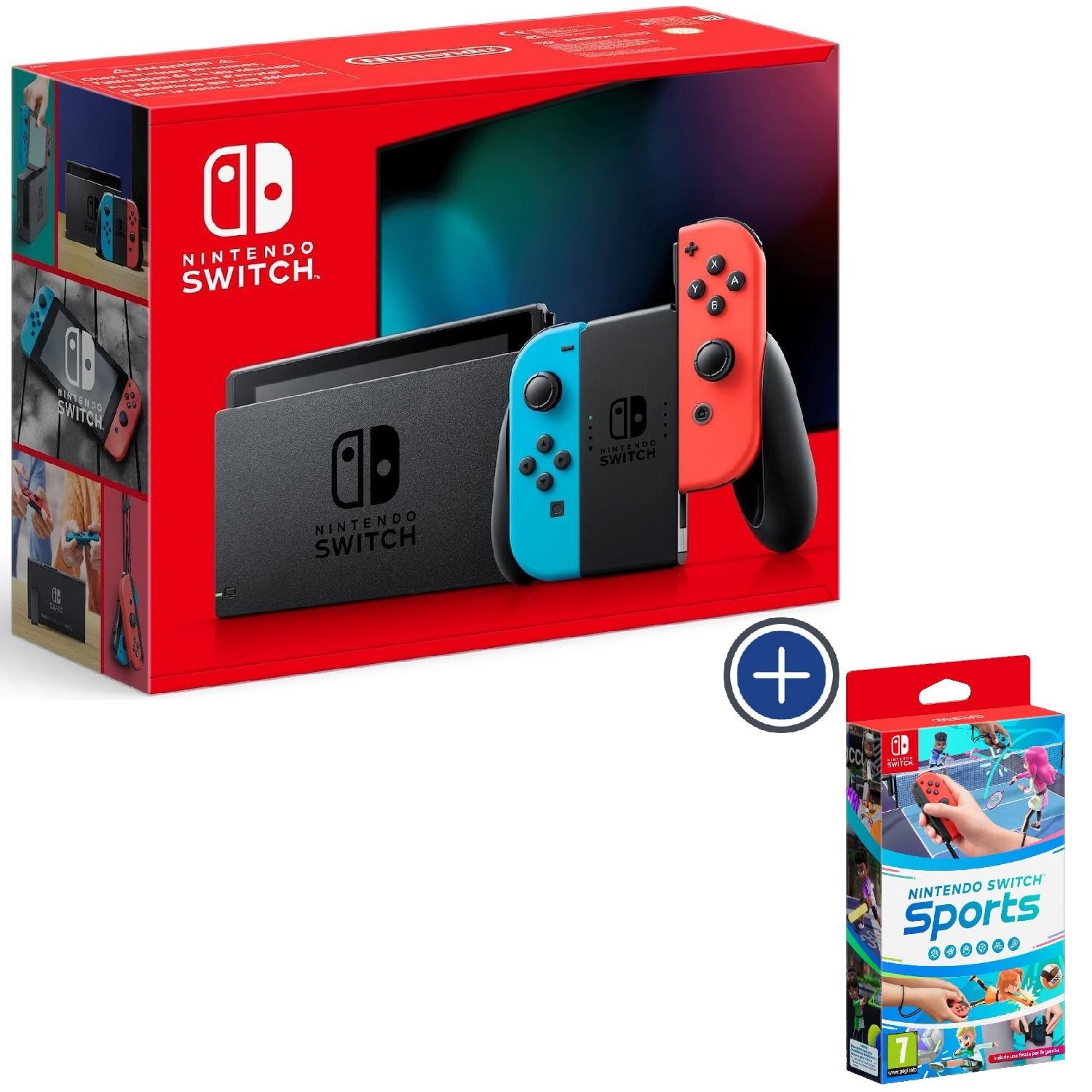 Immagine per Nintendo Switch 1.1 con Joy-Con Rosso e Blu Neon + Gioco Switch Sports da DIMOStore