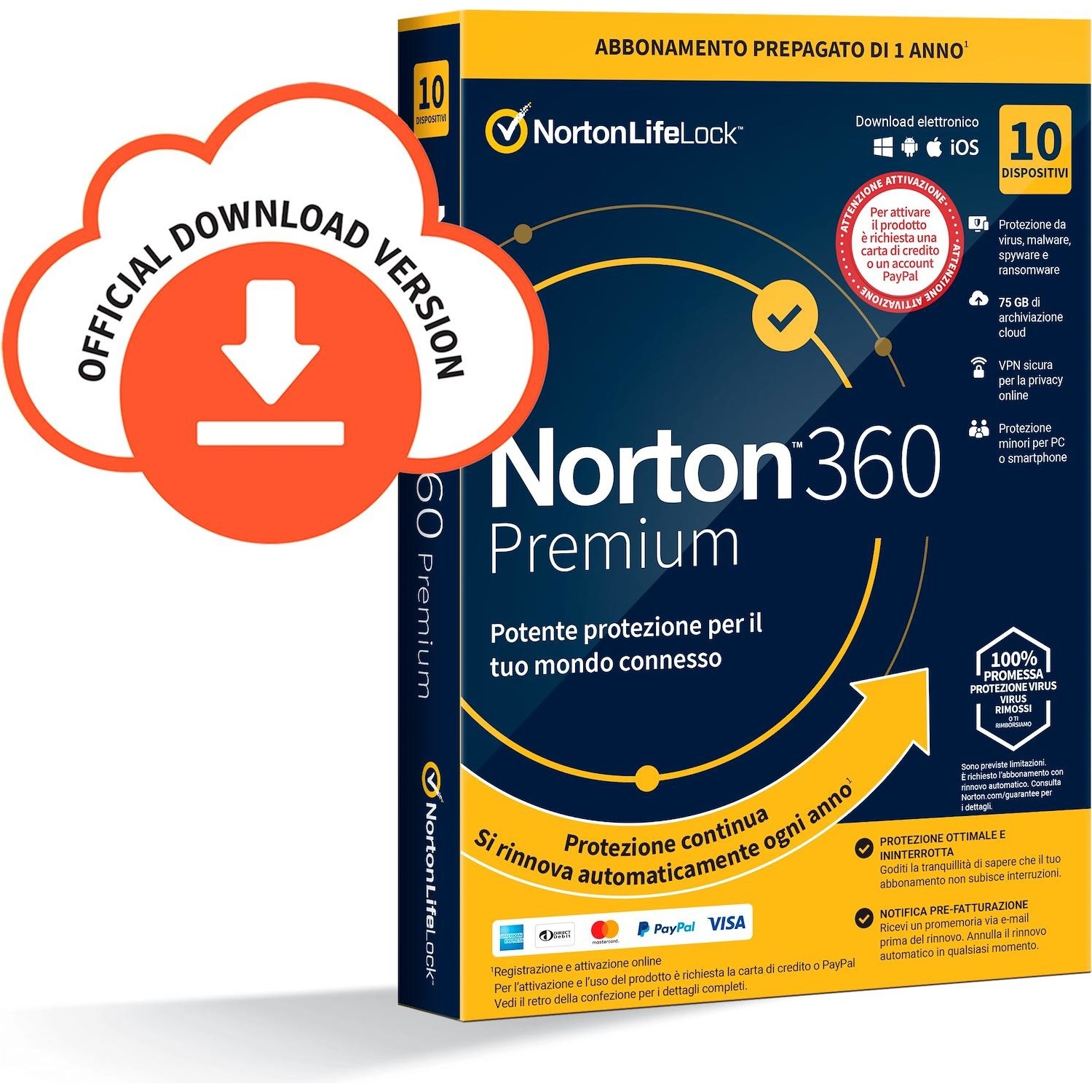 Immagine per Norton 360 Premium 2020, 10 Dispositivi Licenza   di 1 anno con rinnovo automatico, Secure VPN e da DIMOStore