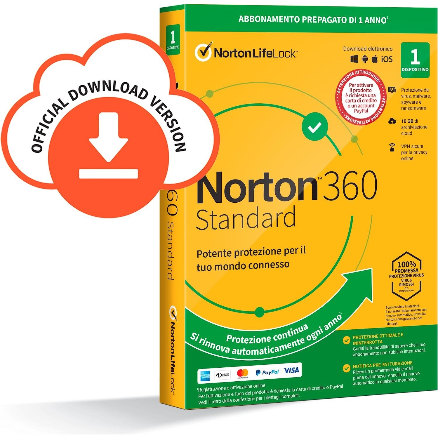 Immagine per Norton 360 Standard 2020, 1 Dispositivo Licenza    di 1 anno con rinnovo automatico , Secure VPN e da DIMOStore