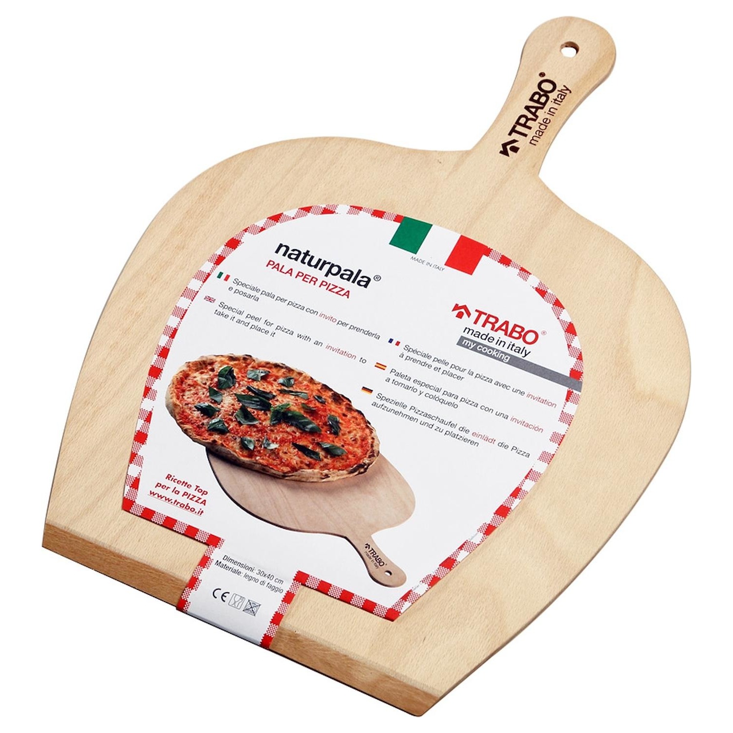 Pala per pizza Trabo BPALA Naturpala legno di faggio dimensioni 30cm x 40cm  - DIMOStore