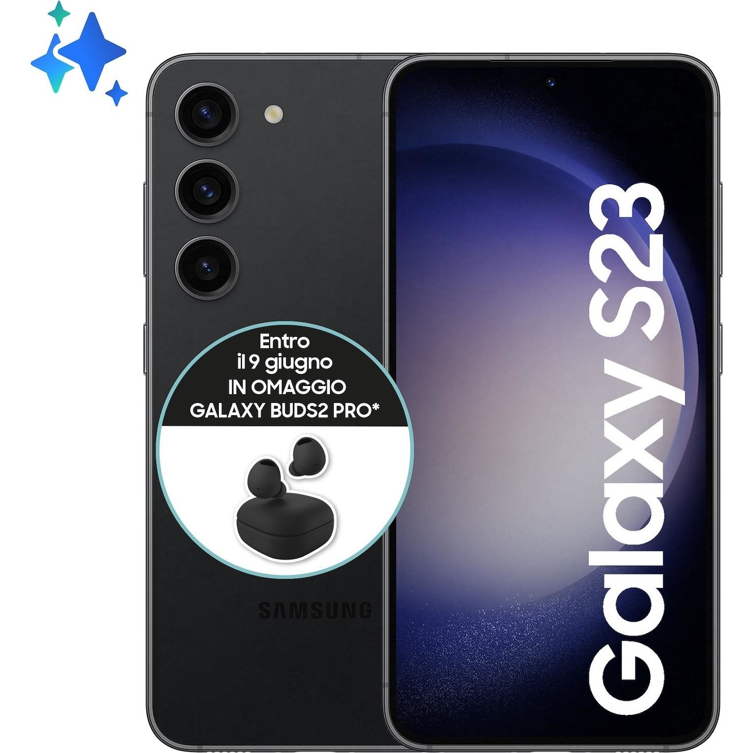 Immagine per Smartphone Samsung Galaxy S23 128GB phantom black nero da DIMOStore