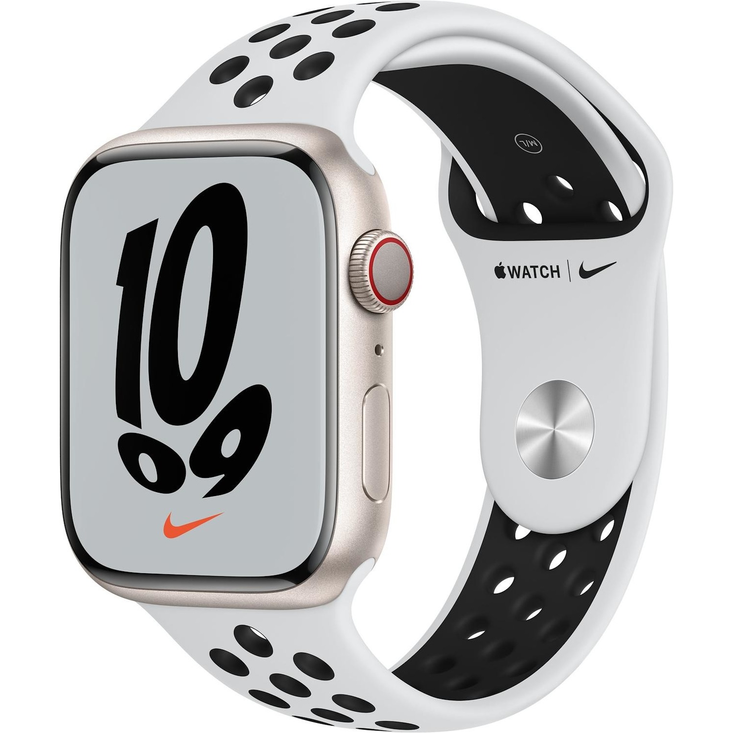 Immagine per Smartwatch Apple Watch Serie 7 GPS+cellular cassa 45mm in alluminio silver con cinturino Nike platin da DIMOStore