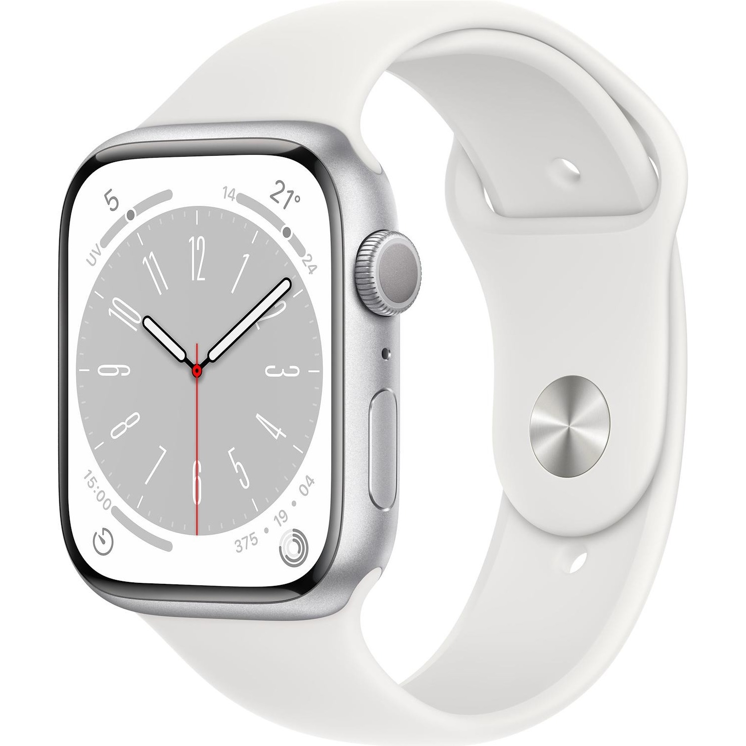 Immagine per Smartwatch Apple Watch Serie 8 GPS cassa 45mm in alluminio 45mm silver con cinturino sport bianco da DIMOStore