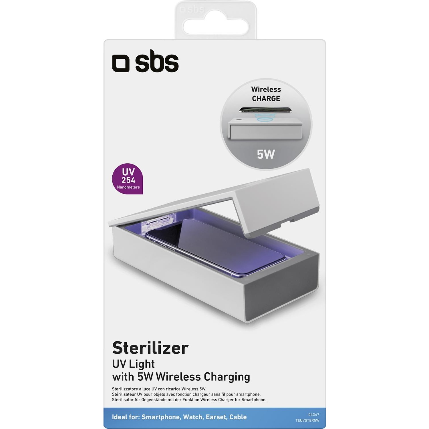 Immagine per Sterilizzatore SBS TEUVSTER5W a raggi UV-C con ricarica wireless per smartphone igienizza e disinfet da DIMOStore