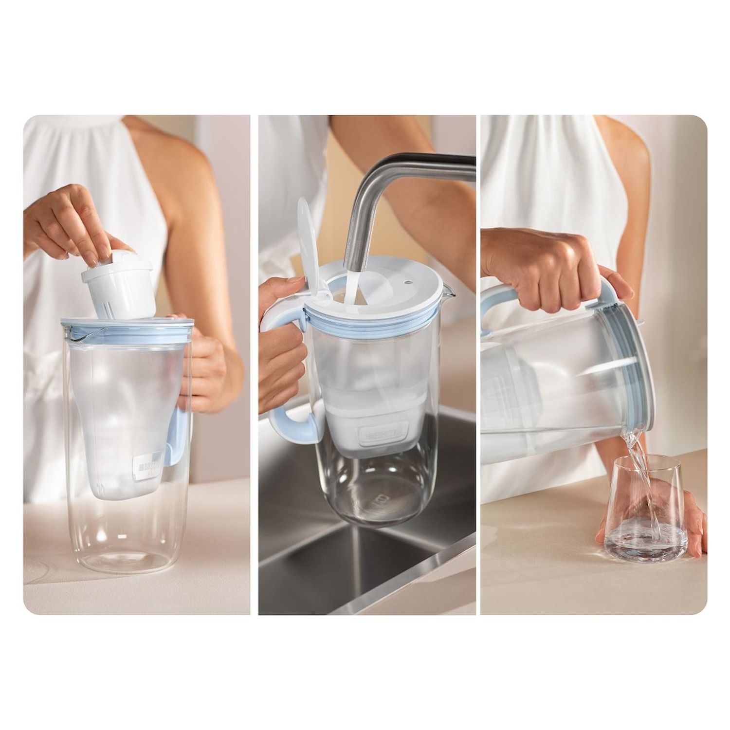 BRITA Caraffe FILTRO PER CARAFFE FILTRANTI BRIT PER ACQUA BUONA DA BERE,  RIDUCE CLORO, CALCARE E METALLI COME PIOMBO E RAME.