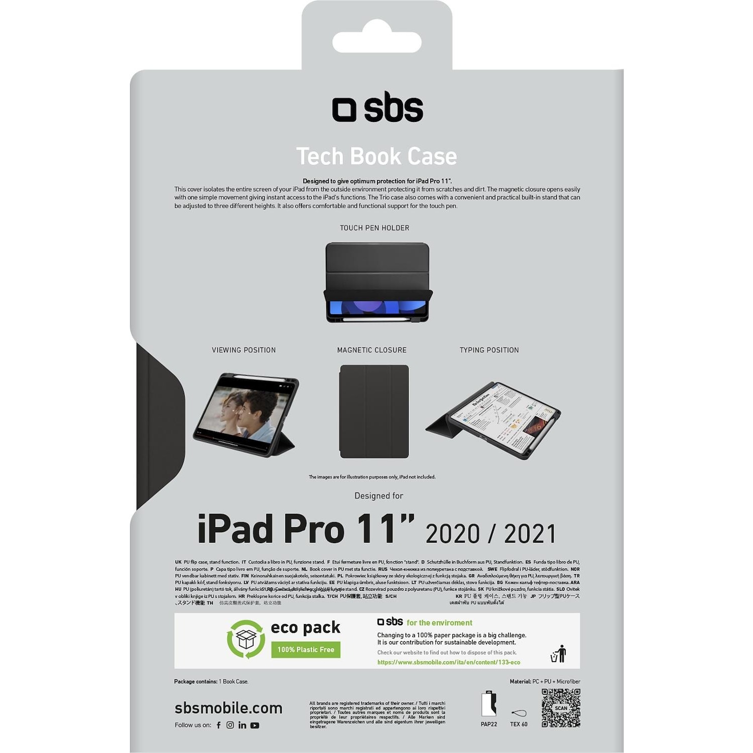 Custodia book per iPad Pro 11 2021/2020 con supporto