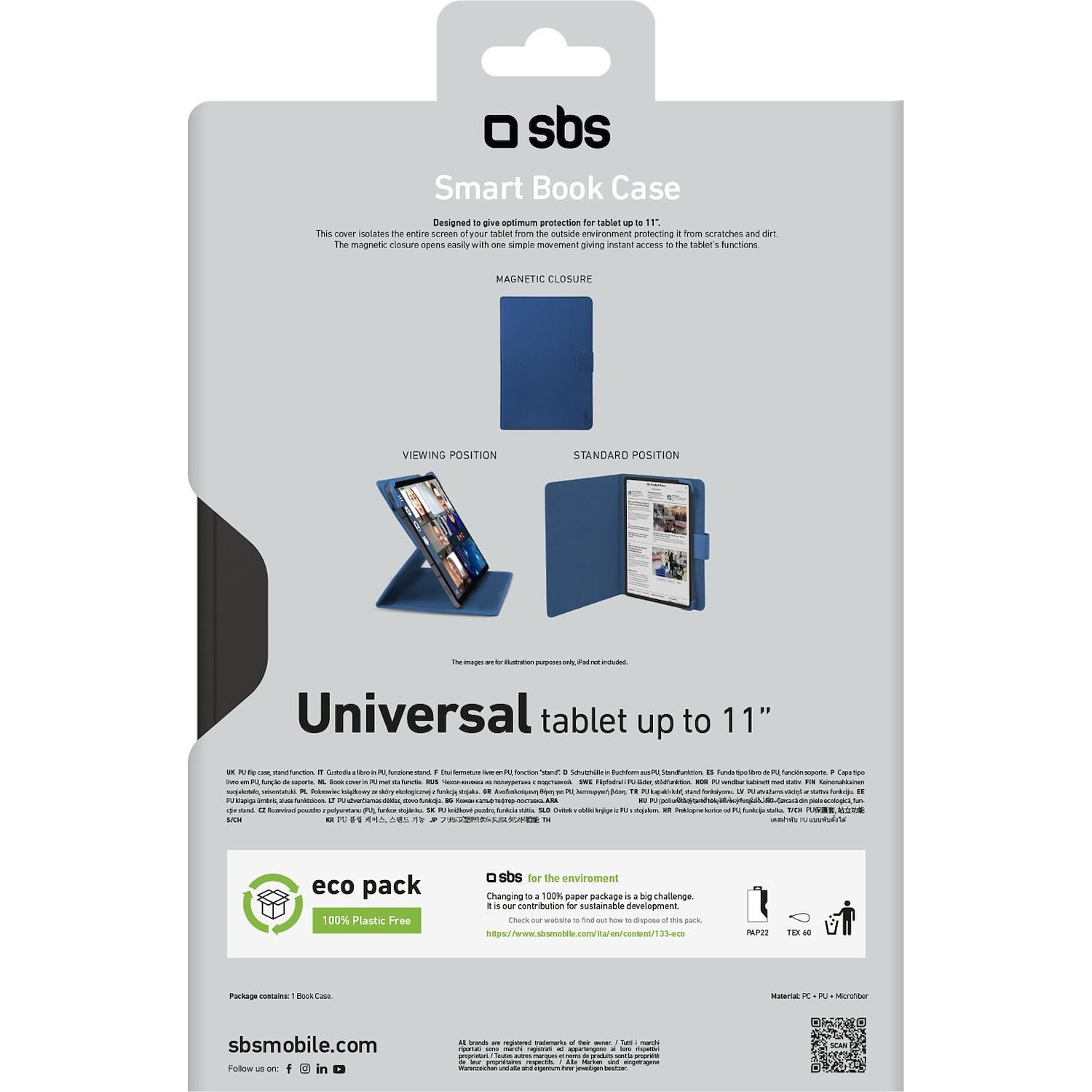 Custodia Universale a libro SBS Pro per Tablet fino a 9-11 blu - DIMOStore