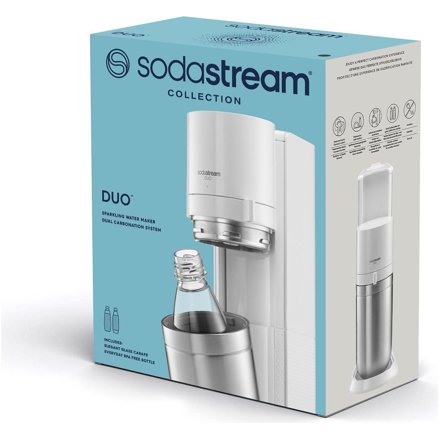 SodaStream 1016812490 Gasatore Duo con Bottiglia di Vetro Bianco