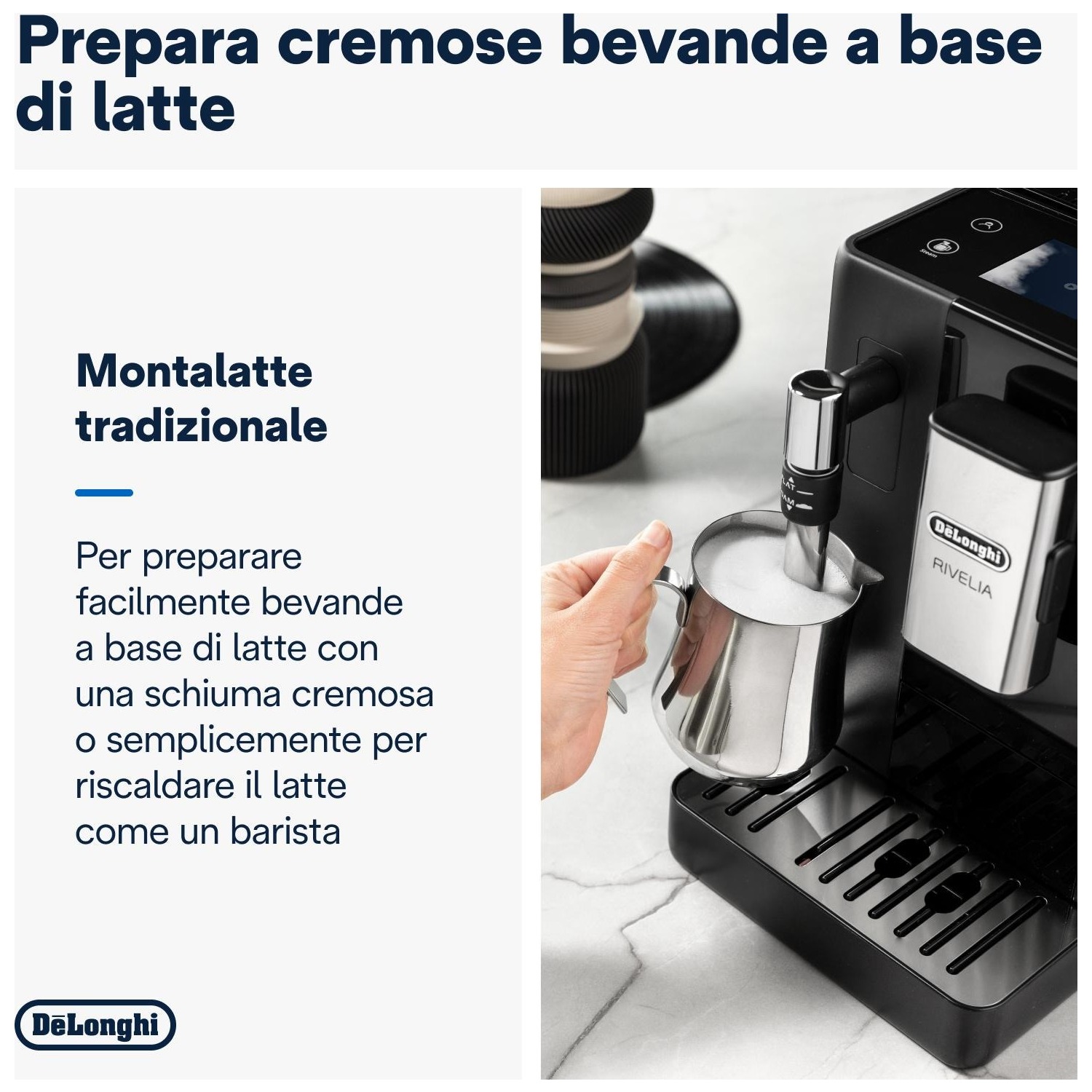 Macchina caffe' automatica De'Longhi Rivelia EXAM440.35.B black nero -  DIMOStore