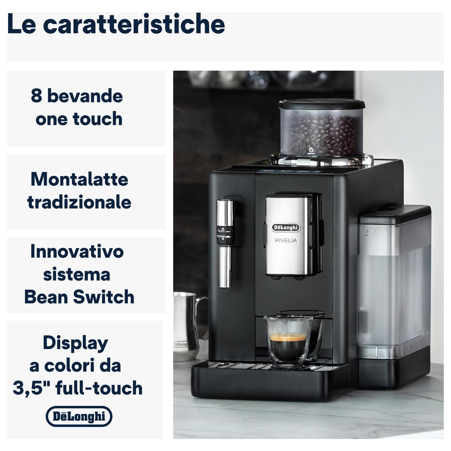 Macchina Caffè Automatica Espresso con Macinacaffè e Montalatte Nero  EXAM440.35.