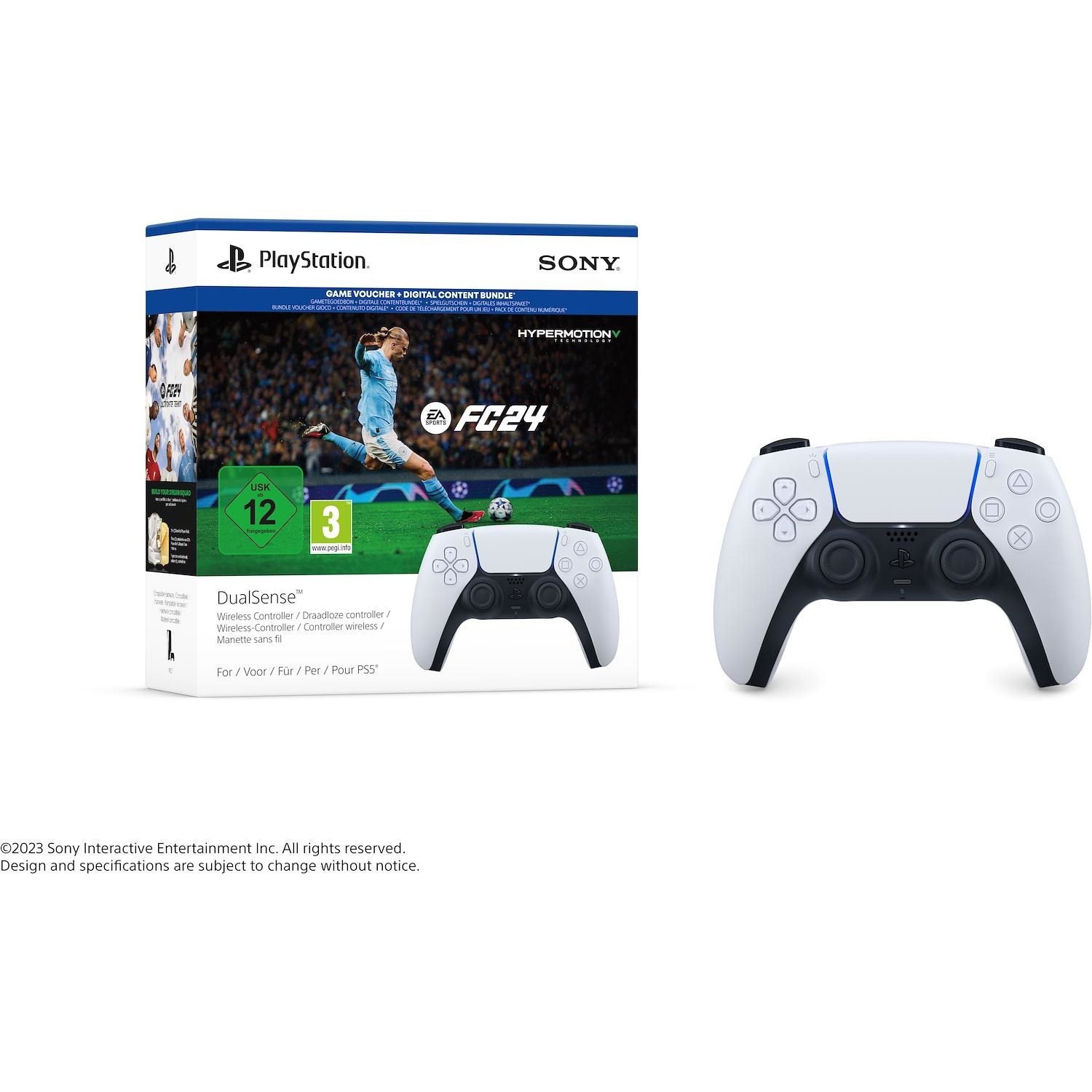 Playstation PS5 Pad Dualsense White + Gioco PS5 FC24 (Voucher) - DIMOStore