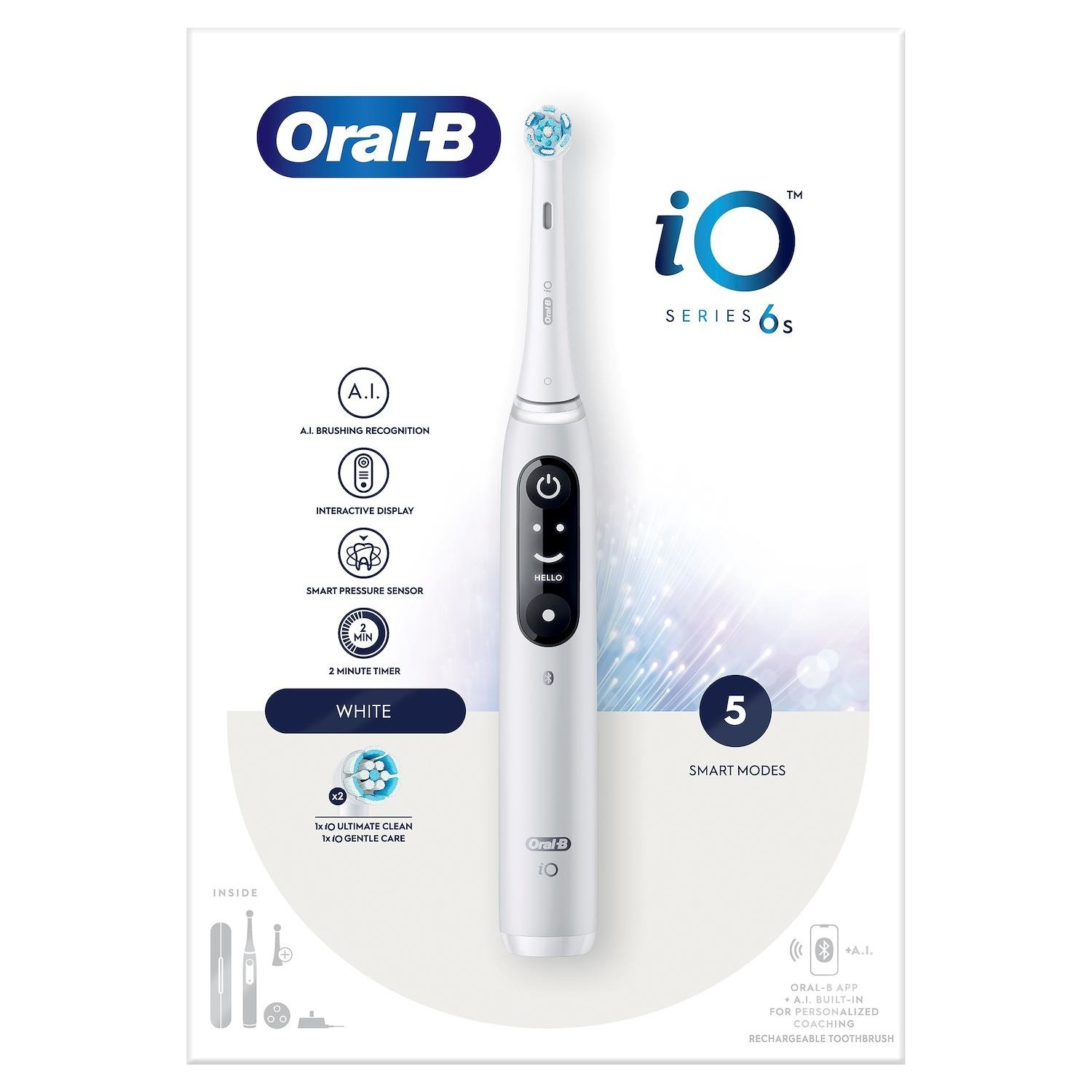 Spazzolino elettrico Braun Oral-B iO6-S white bianco - DIMOStore