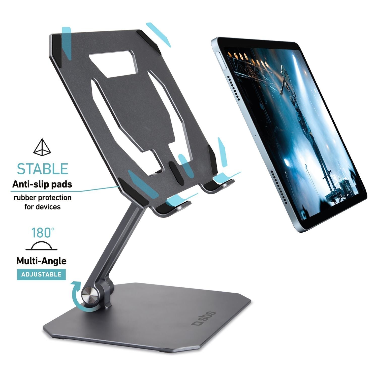 Supporto per Tablet SBS da tavolo in alluminio grigio - DIMOStore