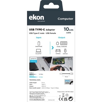 Adattatore Ekon USB Type-C FM 10 cm bianco