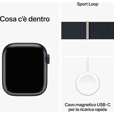 Apple Watch Serie 9 GPS 41mm Alluminio Midnight con cinturino Sport Loop midnight