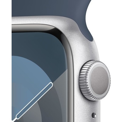 Apple Watch Serie 9 GPS 41mm Alluminio Silver con cinturino Sport Band Blue Storm - M/L