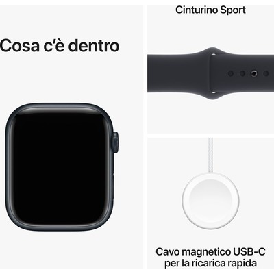 Apple Watch Serie 9 GPS 45mm Alluminio Midnight con cinturino Sport Band Midnight - S/M