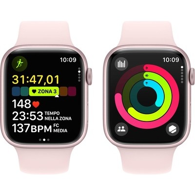 Apple Watch Serie 9 GPS 45mm Alluminio Pink con cinturino Sport Band Light Pink - S/M