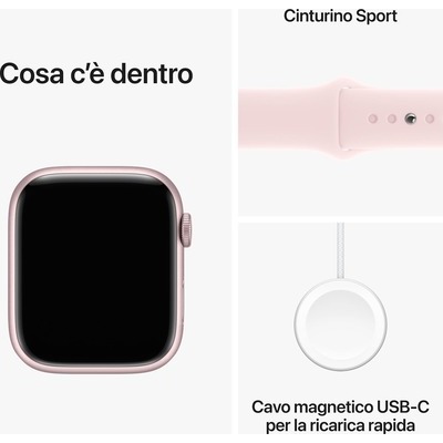 Apple Watch Serie 9 GPS 45mm Alluminio Pink con cinturino Sport Band Light Pink - S/M