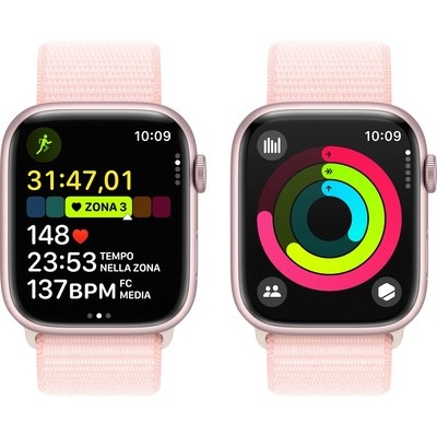 Apple Watch Serie 9 GPS 45mm Alluminio Pink con cinturino Sport Loop Light Pink