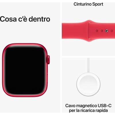 Apple Watch Serie 9 GPS 45mm Alluminio (PRODUCT)RED con cinturino Sport Band (PRODUCT)RED - S/M
