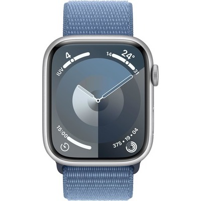 Apple Watch Serie 9 GPS 45mm Alluminio Silver con cinturino Sport Loop Winter Blue